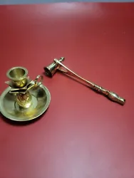 Vintage brass Candlestick And Candle Snuffer Decoration, pineapple motif.