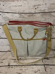 Skip Hop Duo Special Edition Luxe Diaper Bag In French Stripe With Changing Pad.