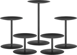 Smtyle Halloween Black Candle Holders for Pillar Candles Centerpiece Set of 5 Plate for Tables or Floor with Iron....