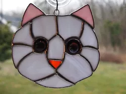 This is a really unique cat piece done in a stained glass mosaic design. The piece is made using a grey swirl stained...