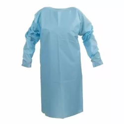 Coating, double-sealed seams, head loop, cuff loop and waist strap. The gowns’ cuff loop design prevents leakage...