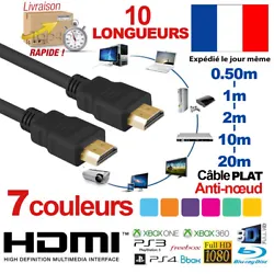 Plusieurs longueurs pour sadapter à vos besoins de 50 cm à 20m au choix. Cable HDMI Full HD. - Cable Length : choice...