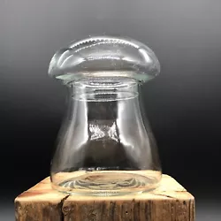 VTG clear Glass Mushroom Terrarium Canister Apothecary Jar Bubble Top +Lid large. Please excuse any glare / shadows in...