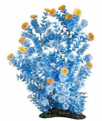 Topaz Blue Cabomba. Neon colors glow under blue light. Plastic Plant with weighted base.