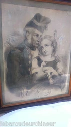 Dessin ancien signée Vidal. Old drawing signed Vidal.