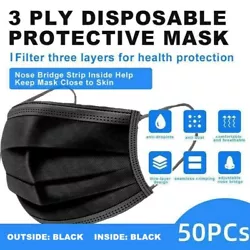 Disposable Sanitary Face Mask. - BNose Bridge Strip Inside Help Keep Mask Close to Skin. Adults black mask Adults blue...