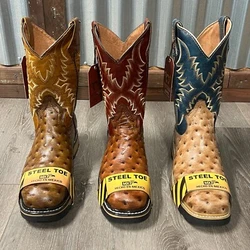 COLORS AVAILABLE: OSTRICH PRINT. SQUARE STEEL TOE. CONSTRUCTION WELT. RUBBER SOLES. LIGHT WATER USE. WE DONT ACCEPT...