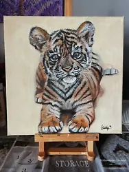Tableau de peinture acrylique #petit tigreToile en coton30X30cmŒuvre réalisée par mes soins