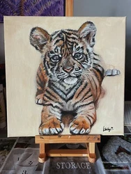 Tableau de peinture acrylique #petit tigreToile en coton30X30cmŒuvre réalisée par mes soins