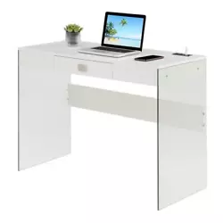 Part of the SoHo Collection. Built in Charging Station. Beautiful clear glass and white wood combination makes this...
