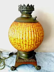 Antique Adventurine Murano Art Glass Toso, Italy, Lamp ~ Gold fleck, bronze 19C to early 20th C. Stunning lamp. Blown...