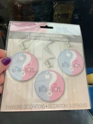 BOY OR GIRL GENDER REVEAL HANGING DECORATIONS. This Is New And Unused! As stated above: We include an invoice in every...