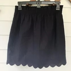 J Crew Sxalloped hem linen skirt NEW Size 0 Black paper bag waist Preppy. Condition is New with tags. Shipped with USPS...