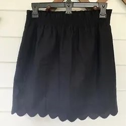 J Crew Sxalloped hem linen skirt NEW Size 0 Black paper bag waist Preppy. Condition is New with tags. Shipped with USPS...
