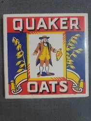 1983 Vintage Ceramic Tile Advertising Trivet Quaker Oats.