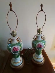 A set of vintage glass table lamps from the 1930s or 1940s.3 way sockets were installed with 80 inch cords.Lamps have...