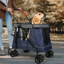 • The pet stroller is pre-installed, you only need to install the wheels. With the included smart-fold technology,...
