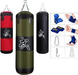 Heavy Bag for Kids, Indoor Garden Punching Bag Unfilled Boxing Bag Set Punching Gloves, Chain, Ceiling Hook for MMA,...