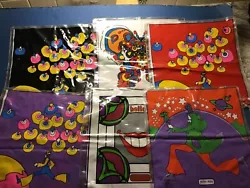 These are 6 Peter Max, vinyl pillows, that probably date to the early 1970’s. They are slightly dirty and.