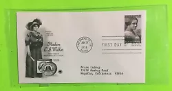 Madam C.J. Walker USA Stamp FDC in protective sleeve. First Female Self-Made Millionaire. Indianapolis Jan 28 1998.