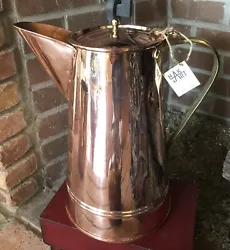 NWT HakArt Turkish Copper & Brass Large decorative pitcher, 15”. Copper body, brass handle. Hand made. Brass handle,...