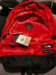 Supreme TNF Fur Backback Red One Size.  PRICE DROP FOR SHIPPING AND BIN PRICES!  LAST OFFER BEFORE SELLING TO FRIEND!