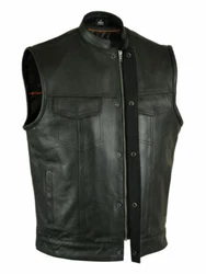 This Vest is constructed of High Quality Premium Leather, Heavy-Duty hardware, also features Black Leather Vest, 2...