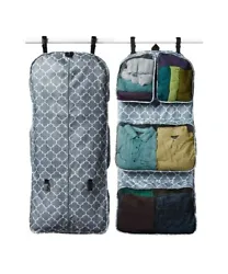 •Allows you to take more clothes in less space. •Clothes stay neat and wrinkle-free. •Machine washable, line dry....
