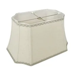Rectangle inverted Cut Corner SB Shade. Linen Natural Fabric with Matching Braid Trim. Size: Top(10