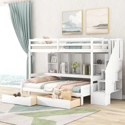 This kids bunk bed will enhance any bedroom. this loft bed with desk and storage is made from solid New Zealand pine...