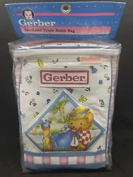 Vintage Gerber Insulated Triple Bottle Bag Vinyl Bear And Bird NOS. Never opened! Sealed. 1998