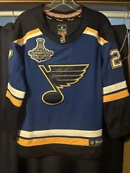 St. Louis Blues NHL Fanatics Youth Home Jersey - Blue Stanley Cup Patch.