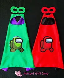 Cape#1-Black on the front and Silver on the back with Black mask and White Mask. Cape#2-Red on the front and Yellow on...