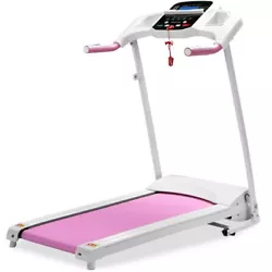 Get ready to achieve your fitness goals with this pink electric treadmill machine by Best Choice Products. With a...