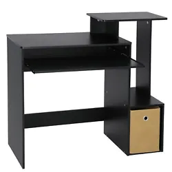 Compact size computer desk withside shelves suitable for small rooms. Load capacity: 15-20kg (33-44lbs). Features...
