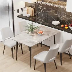 Large Dining Table For 4-6 People Modern High Gloss Sintered Stone Table Kitchen.