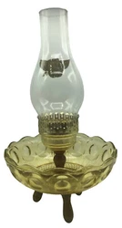 Antique Yellow Glass Oil Lamp Base Depression Glass Bowl 3 - Footed Base, CT Estate Find. Condition is Used. Sold as is...