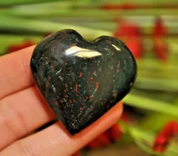 Bloodstone Heart Stone | Heliotrope Stone | Bloodstone Jasper Heart | Gemstone Heart | Stress Reliever Crystal |...