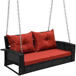 High-Quality Rattan: The hanging swing chair adopts high-quality 8MM flat brown rattan, which can resist UV for up to...