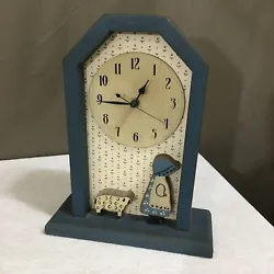 I believe it was made in the 1980’s and is made out of solid pine. The clock is 3 ⅜” deep.
