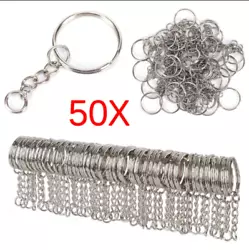 Can be used for DIY works or key holders. 50 pcs key rings with chain key holder. Key rings with chain as accessory or...