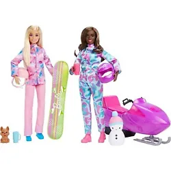 Both Barbie dolls are ready for action in colorful snowsuits and matching boots. This Barbie playset makes a great gift...