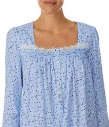 Youll feel lovely in this long-sleeved short nightgown. Pretty floral print covers soft jersey knit. Crafted in soft...