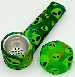 (Green Alien Head. Apologies). (Do not use alcohol on outside of pipe, it could destroy pattern). High Quality FDA...