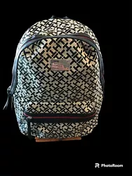 Tommy Hilfiger Backpack Beige Black w/ Zipper Red and Blue. Pre-owned and may have signs of gentle use. I great...