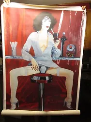 Woman Straddling Bar Stool Chair Picture.