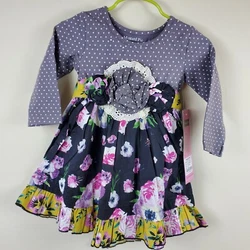 MUSTARD PIE Olivia Dress And Pants Set With Bling Detail Neckline. Kids Girls Size 12M Months.