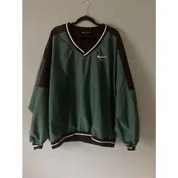 Nike Golf mens v neck green pullover jacket black trim banded waist size x-large. measures 24