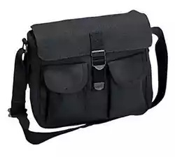 Rothco Canvas Ammo Shoulder Bag - Black 2278. Heavyweight Canvas Bag. 2 Outside Hook and Loop Closure Pockets....
