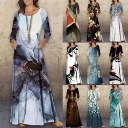 Feature: Maxi Dresses, Long Sleeve Baggy Dress, Floral Print Dress, Abstract Print Dresses, Trendy And Elegant. Design:...